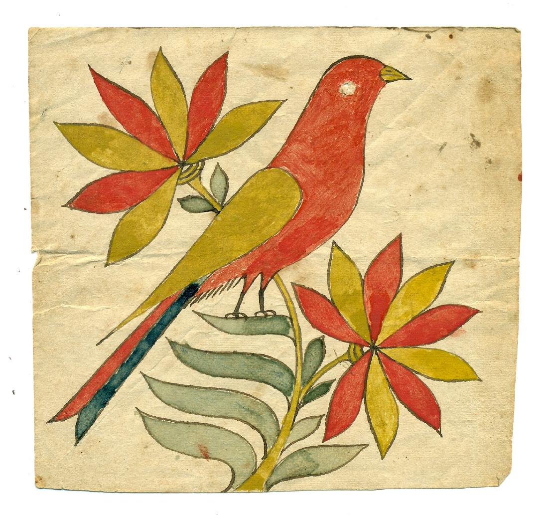 19th Century Whimsical Pennsylvania Bird Fraktur (1 of 2)