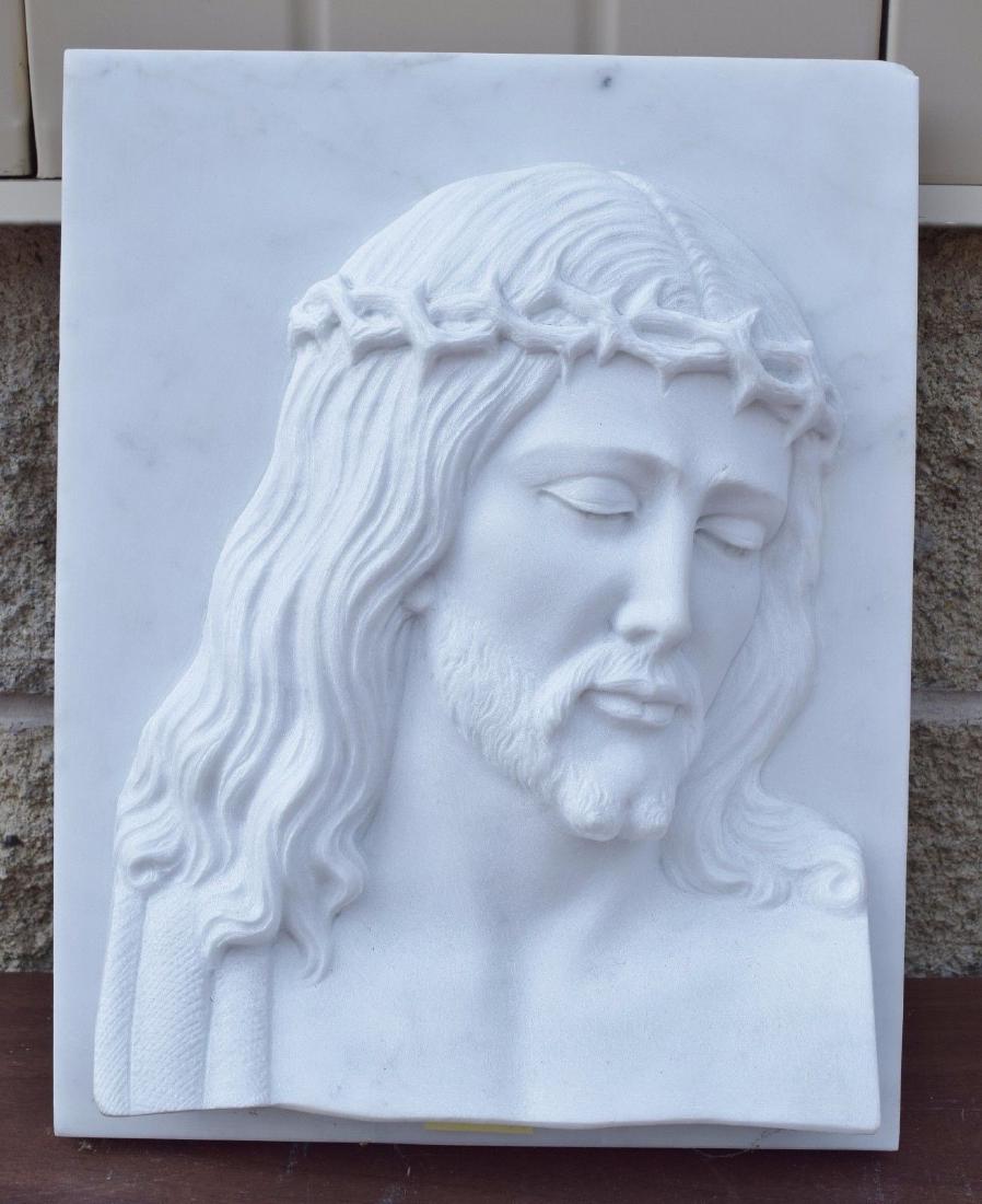 Old Carved Marble Jesus Christ Wall Plaque Statue (1 of 10)