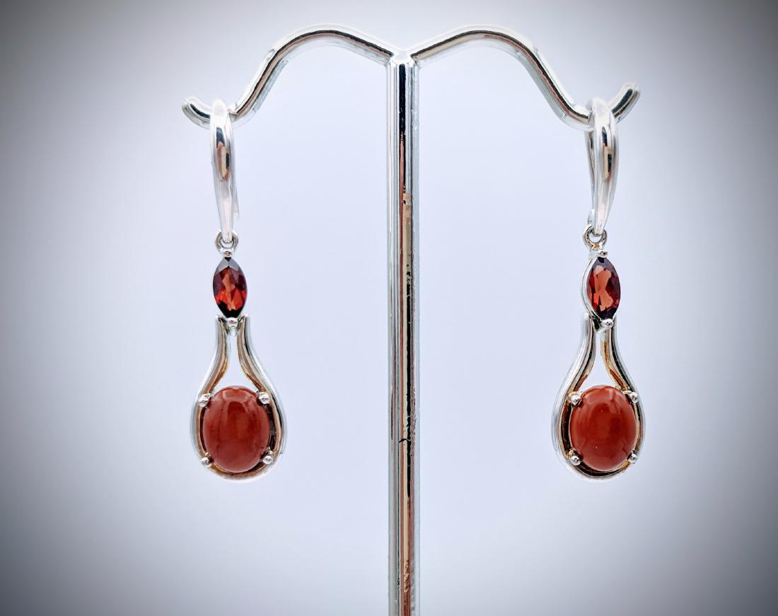 Sterling Silver Jasper and Almandine Garnet Earrings (1 of 3)