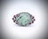 Sterling Silver Carved Jade w Raw Rubies Ring Sz 7