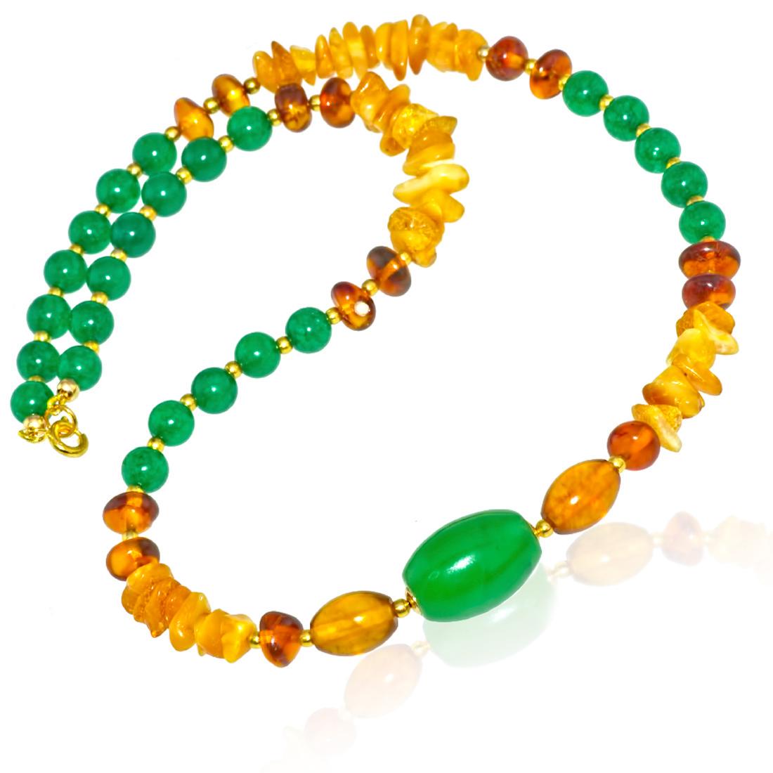 Imperal Jade Vintage Style Necklace with Egg Yolk and (1 of 5)