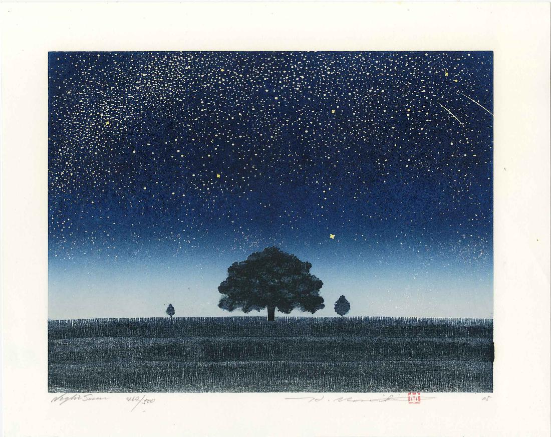 Namiki Hajime First Edition Woodblock Night Scene (1 of 2)