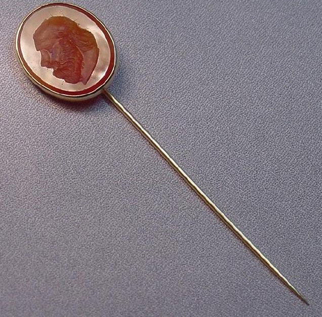 Antique Carnelian Intaglio 14k Stick Pin Man With Beard (1 of 6)