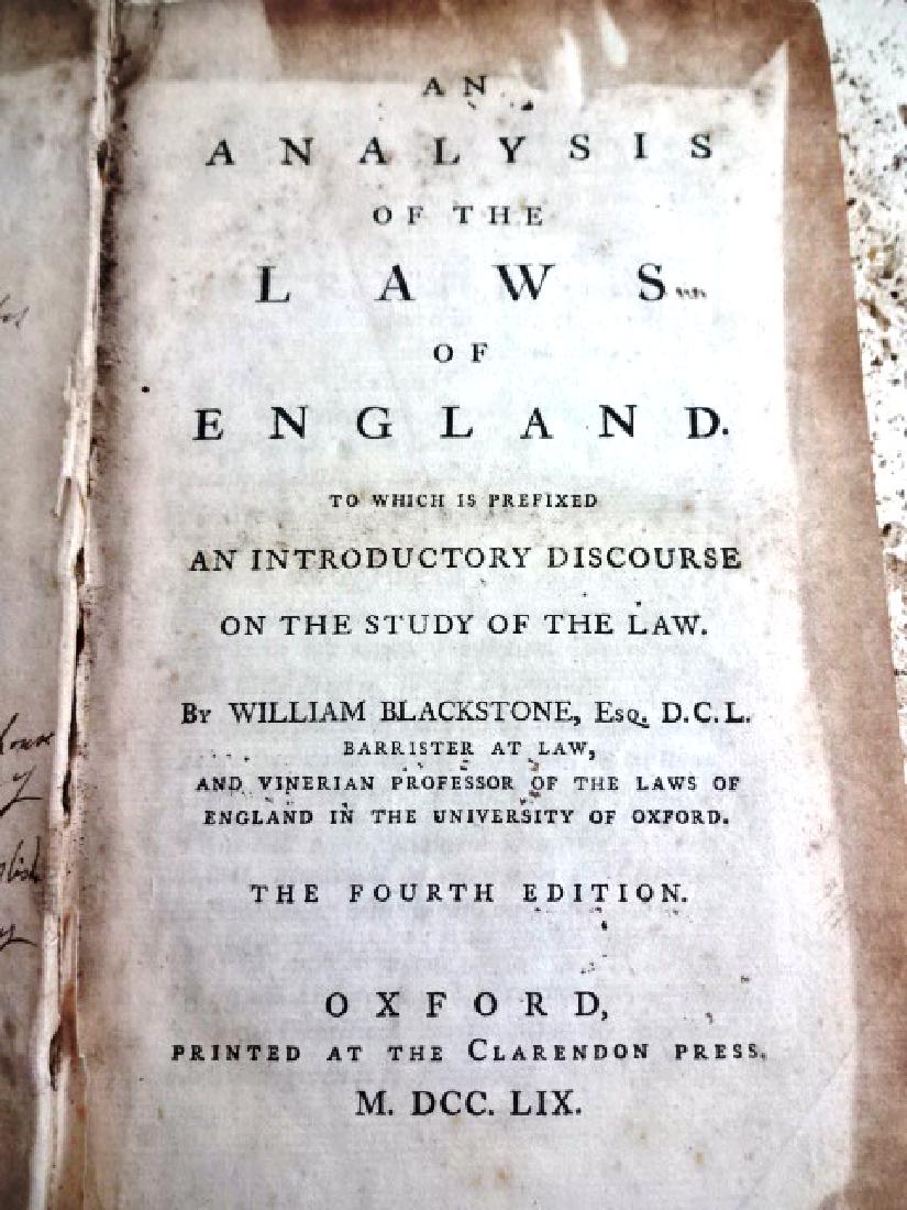 1759 RARE Blackstone Analysis of Laws of England