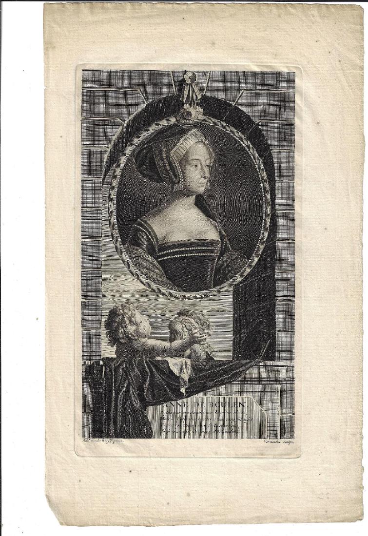 1707 Engraving of Anne Boleyn by Werff (1 of 1)