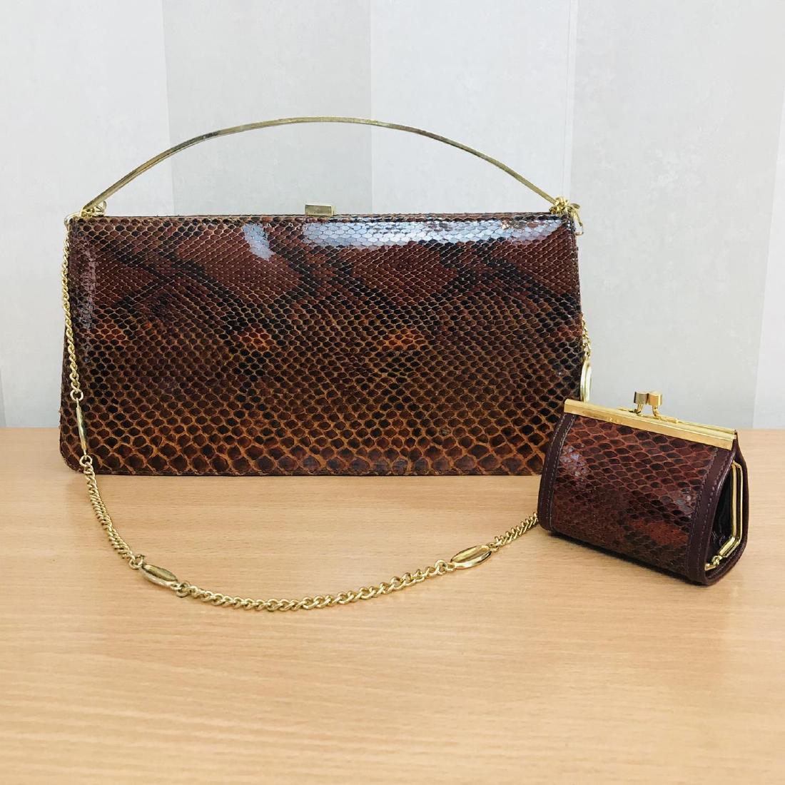 Vintage Genuine Snake Skin Leather Clutch Bag Handbag (1 of 9)