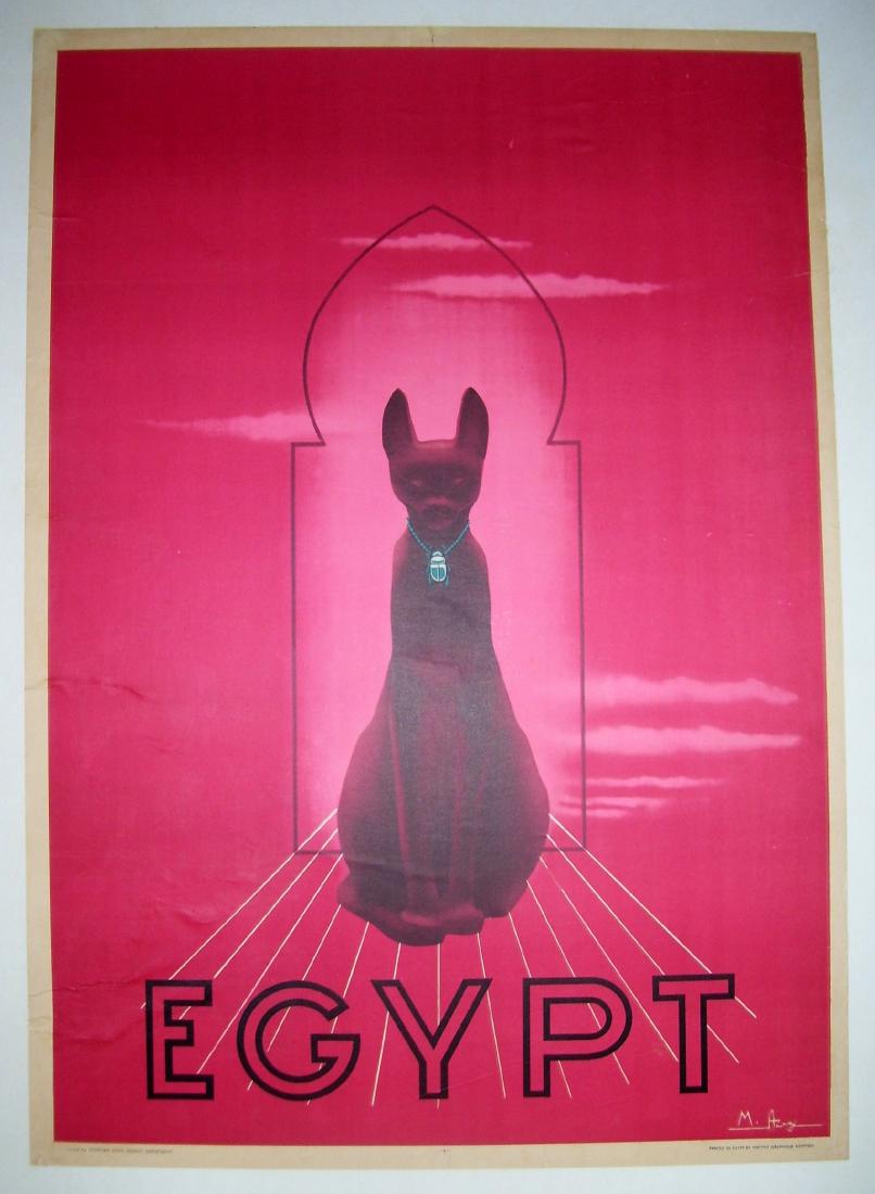 Vintage Egypt Travel Poster Circa 1930s Bast Cat God (1 of 5)