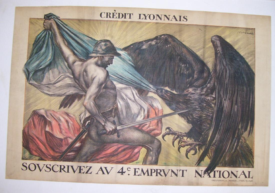 Vintage French WW I Poster Crédit Lyonnais - 1918 - (1 of 5)