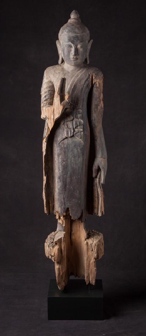 Antique wooden Ava period Buddha statue (1 of 19)