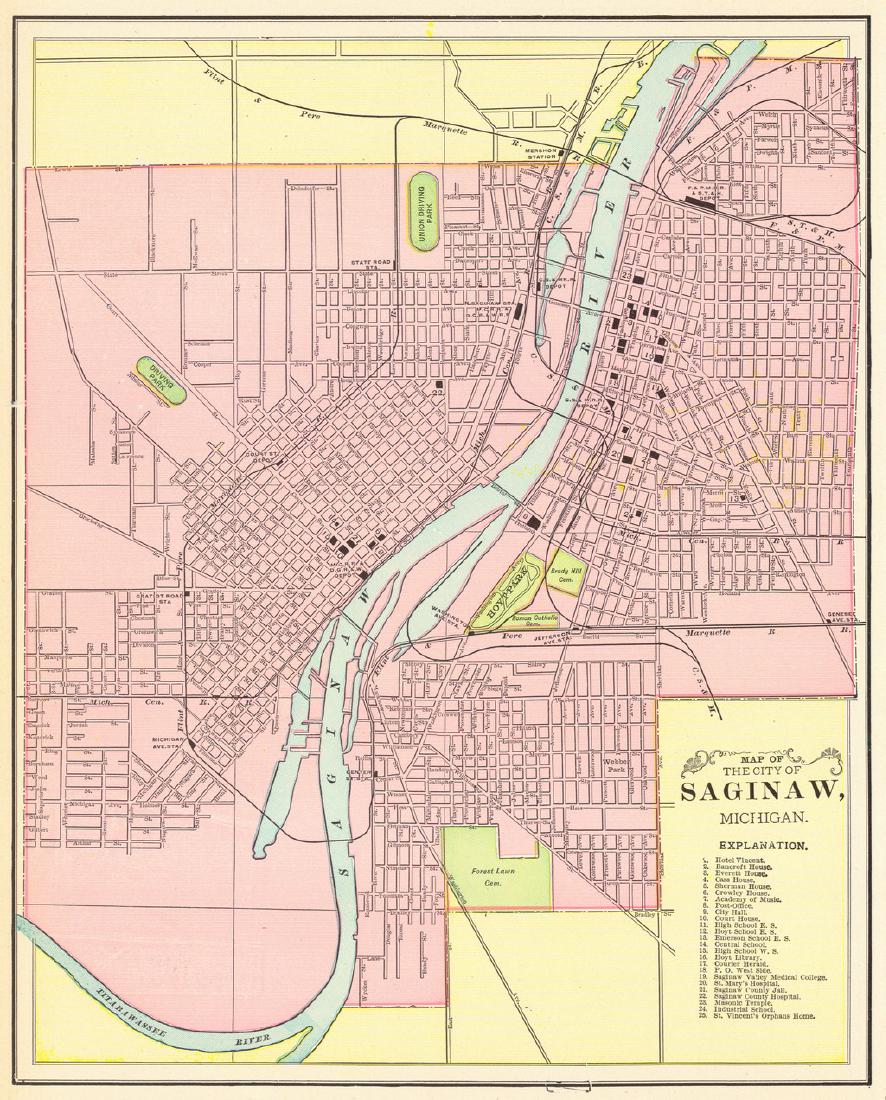 Map Of The City Of Saginaw Michigan 65352503 1 X 