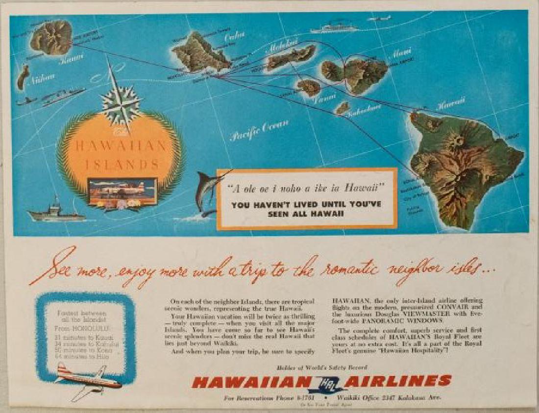 1957 Hawaiian Airlines Convair 340 Route Map -- (1 of 1)