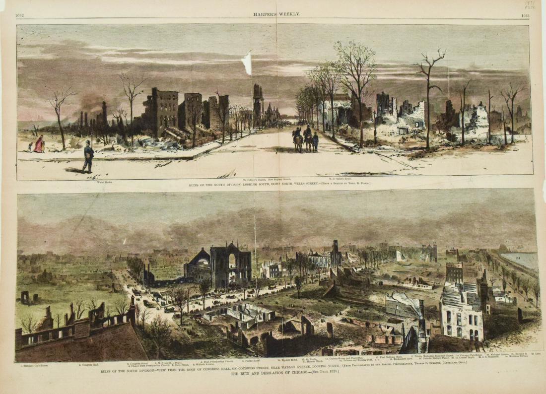 1871 Chicago Fire Harper's Weekly Colored Photos --: Title/Content of Map: 1871 Chicago Fire Harper's Weekly Colored Photos -- Harper's weekly, Nov. 4, 1871; Chicago Fire Date: 1871 New York Cartographer: Harper's Weekly Size: 11 X 16 in. each sheet, do