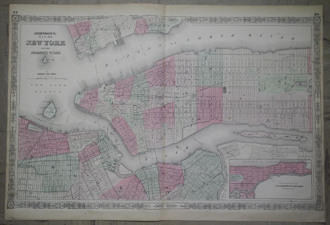 Johnson's Map of New York and the Adjacent Cities. (1 of 1)