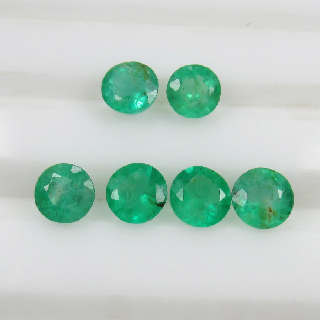 2.28 Ct Genuine 6 Loose Zambian Emerald Round Lot (1 of 2)