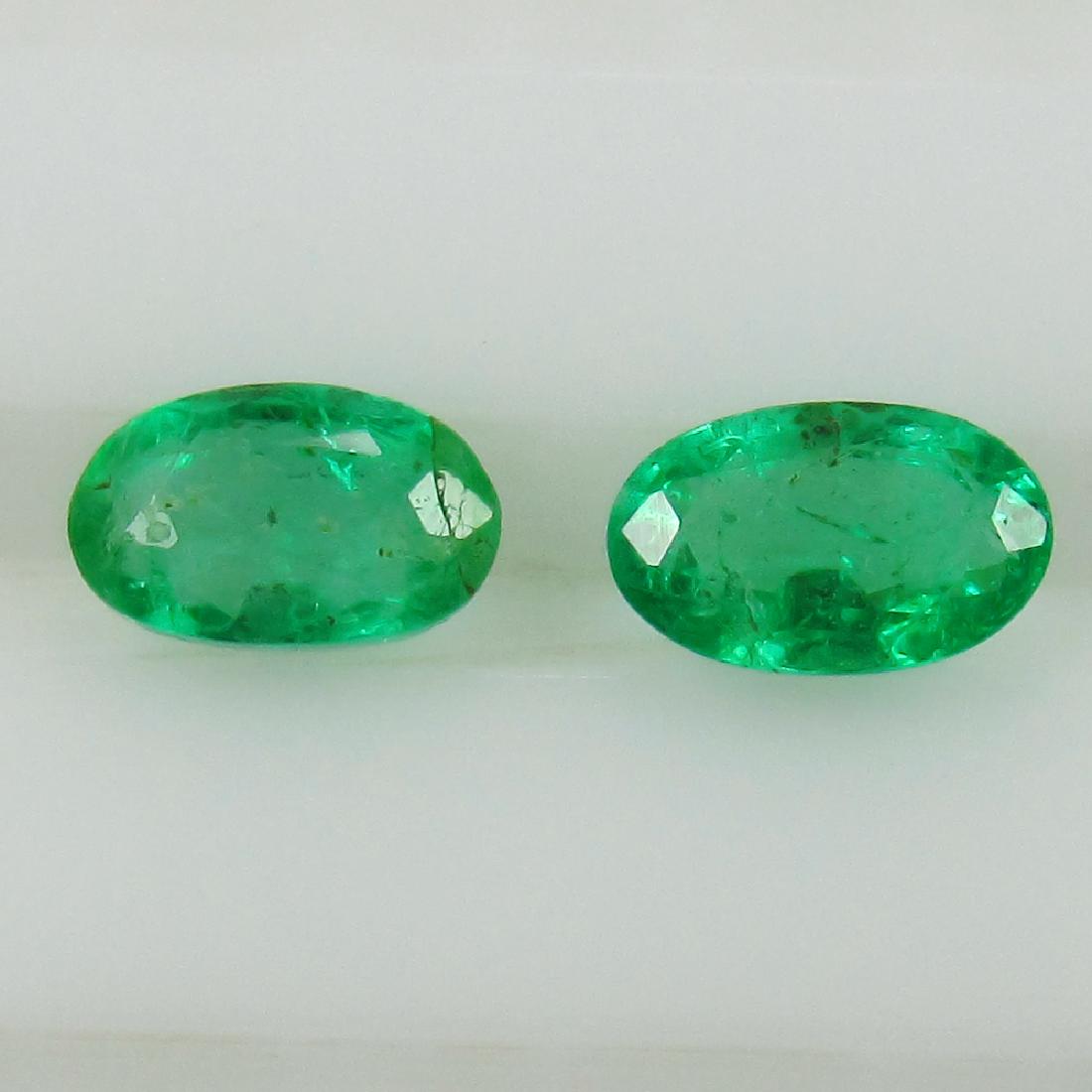 0.54 Ct Genuine Zambian Emerald Matching Oval Pair (1 of 2)