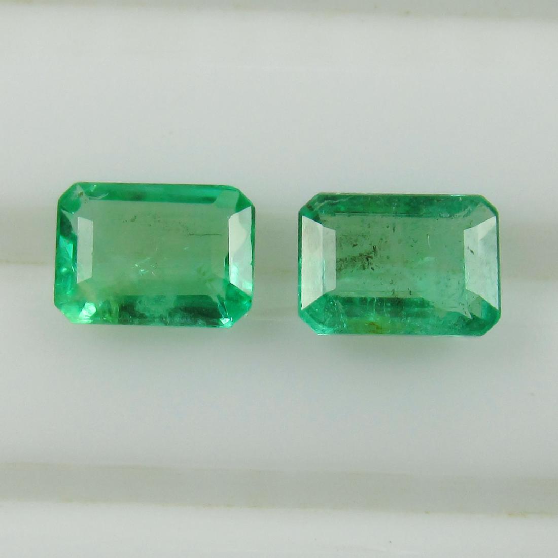 0.87 Ct Genuine Zambian Emerald Matching Octagon Pair (1 of 2)