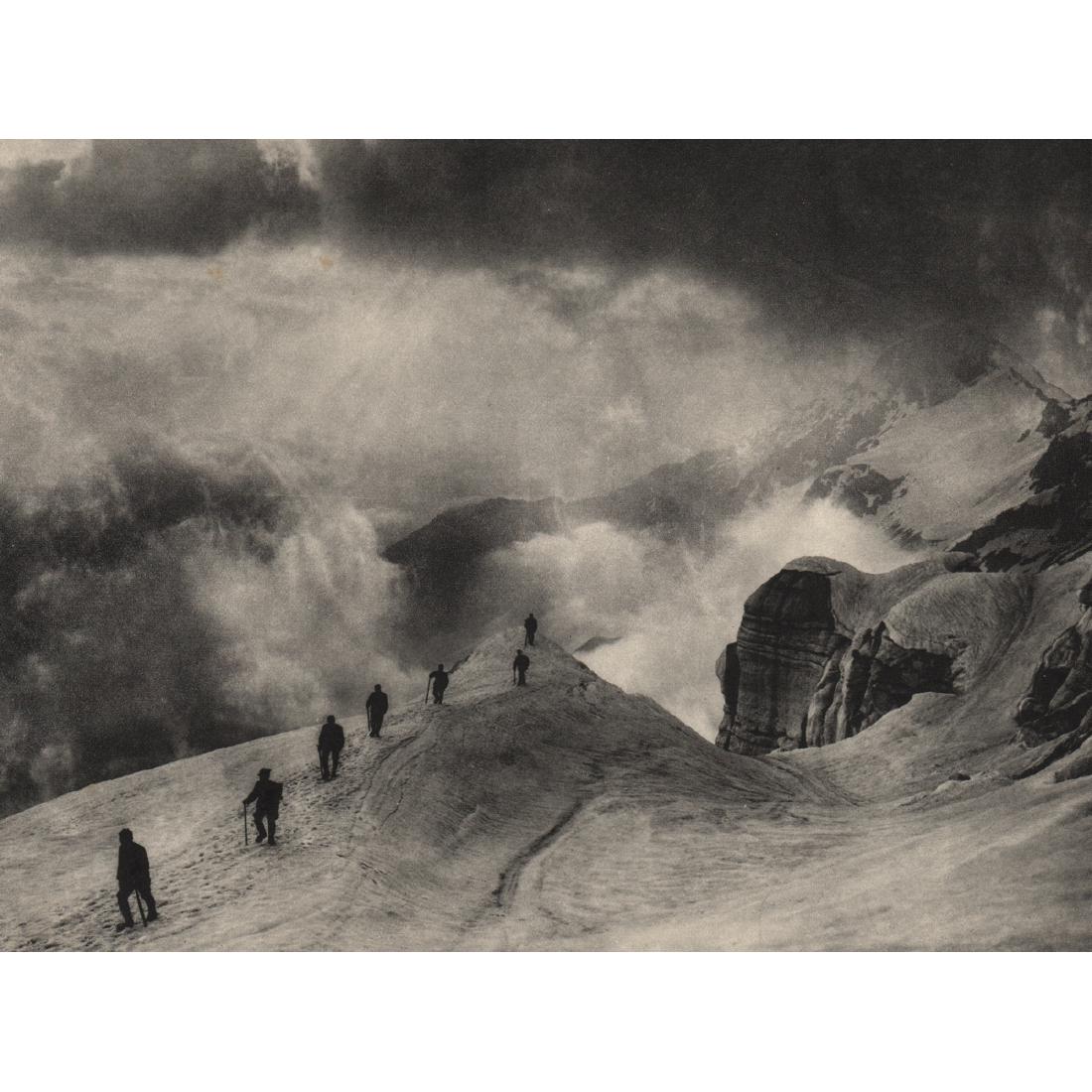 JEAN GABERELL - Mountaineers on Campo Tencia: Artist: JEAN GABERELL Print Title: Mountaineers on Campo Tencia Medium: Sheet-fed Gravure Printing date: 1920's Printed in Germany Image Size approx: 9 X 7 inches Jean Gaberell (1887-1949) specialized