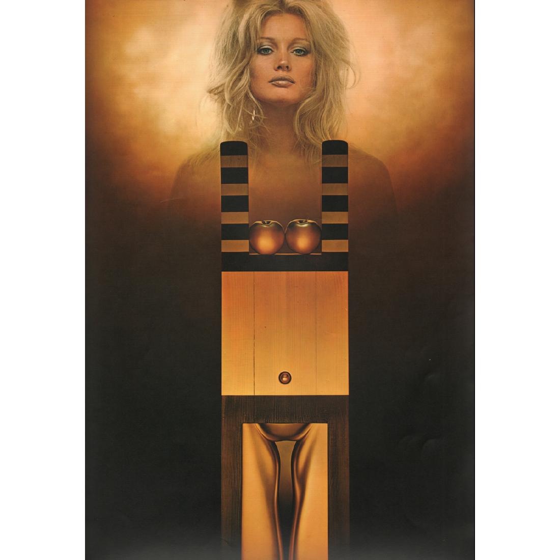 SAM HASKINS - Woman and Gold Apples: Artist: SAM HASKINS Print Title: Woman and Gold Apples Medium: Color Photo-lithograph Printing Date: 1970's Printed in Switzerland Image Size: 13.5 X 18.5 inches Sam Haskins (1926-2009) was a British