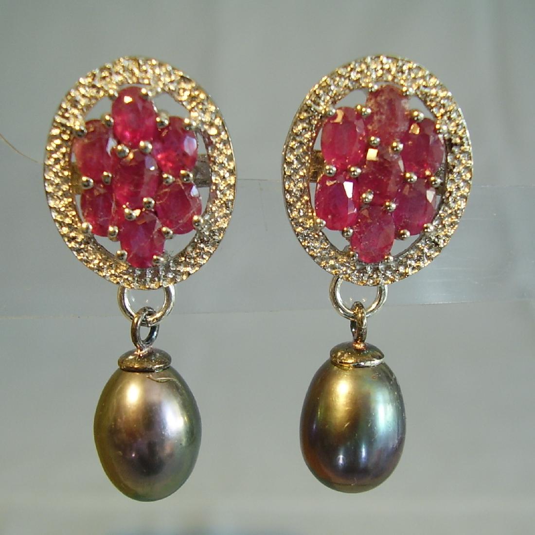 Earrings with rubies and real pearls (1 of 6)