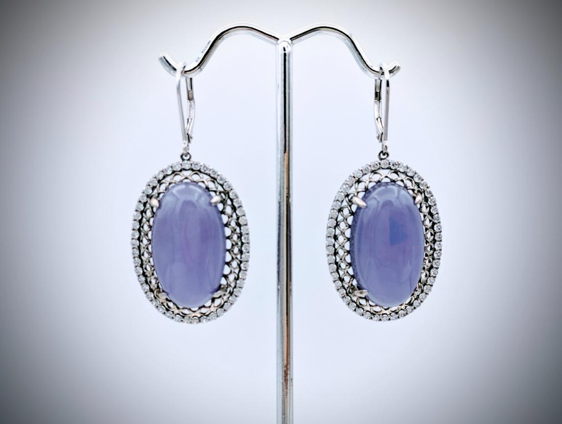 Sterling Silver Violet Jade w CZ Earrings (1 of 3)
