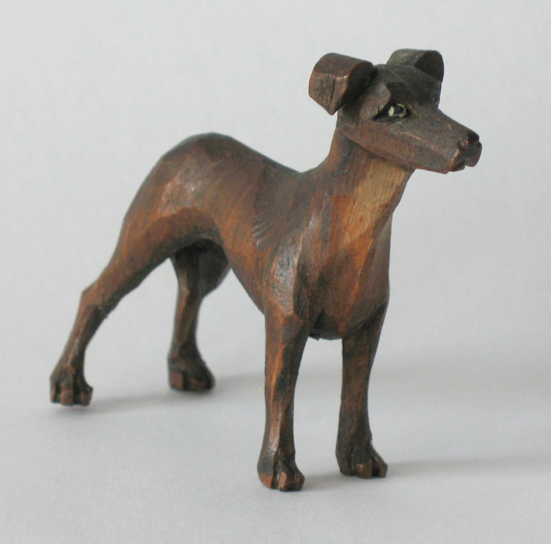 Folk Art Wood Dog Carving