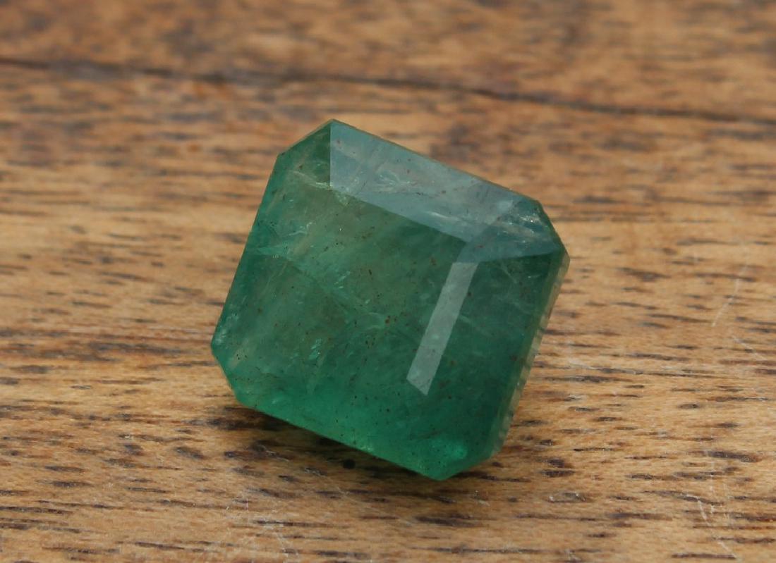 8.15 Ct Natural Emerald: No Reserve! Gemstone : Natural Emerald Origin : Zambia Weight : 8.15 carats Dimensions : 12.3x11.6x7.6 mm Shape : Emerald Cut Color : Green Clarity : Semi Transparent Treatment : Natural Emeralds are 