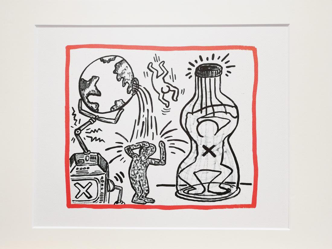 Keith Haring, After Lithograph: Untitled Artist: after Keith Haring Printing Date: 1990 Medium: Litho on paper Size/Format: 13 x 9 inches; 16 x 12 passpartout Publisher: KH Gallery USA Please note that this lot has a confidential re
