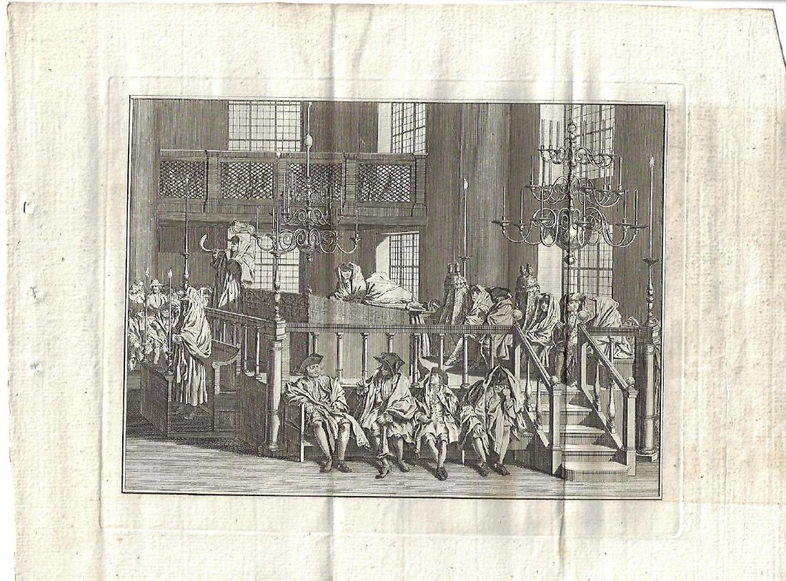 1778 Fine Engraving Jewish New Year Amsterdam Synagogue (1 of 1)