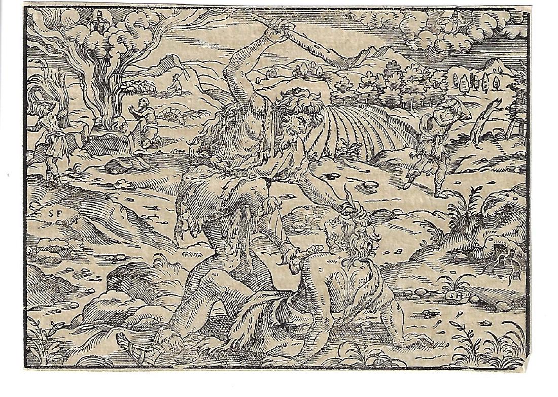 1564 Jost Amman Engraving Cain and Abel (1 of 1)