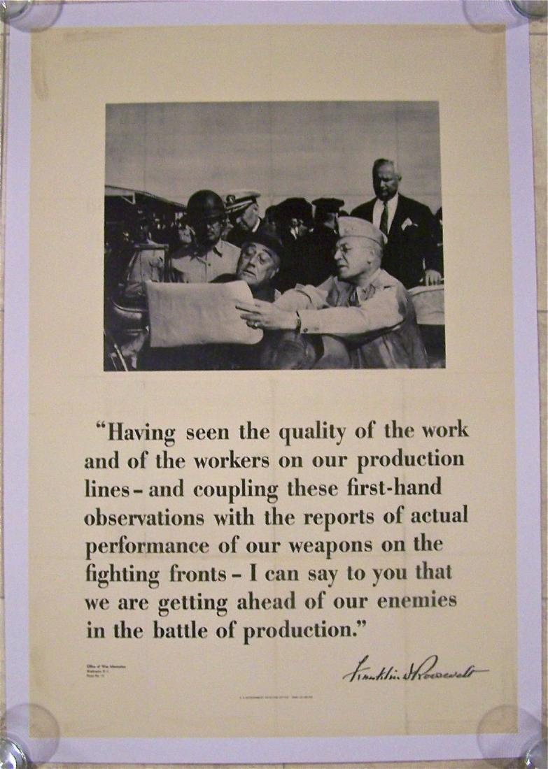 1942 LINEN BACKED WWII POSTER - PHOTO & QUOTE FROM FDR (1 of 1)
