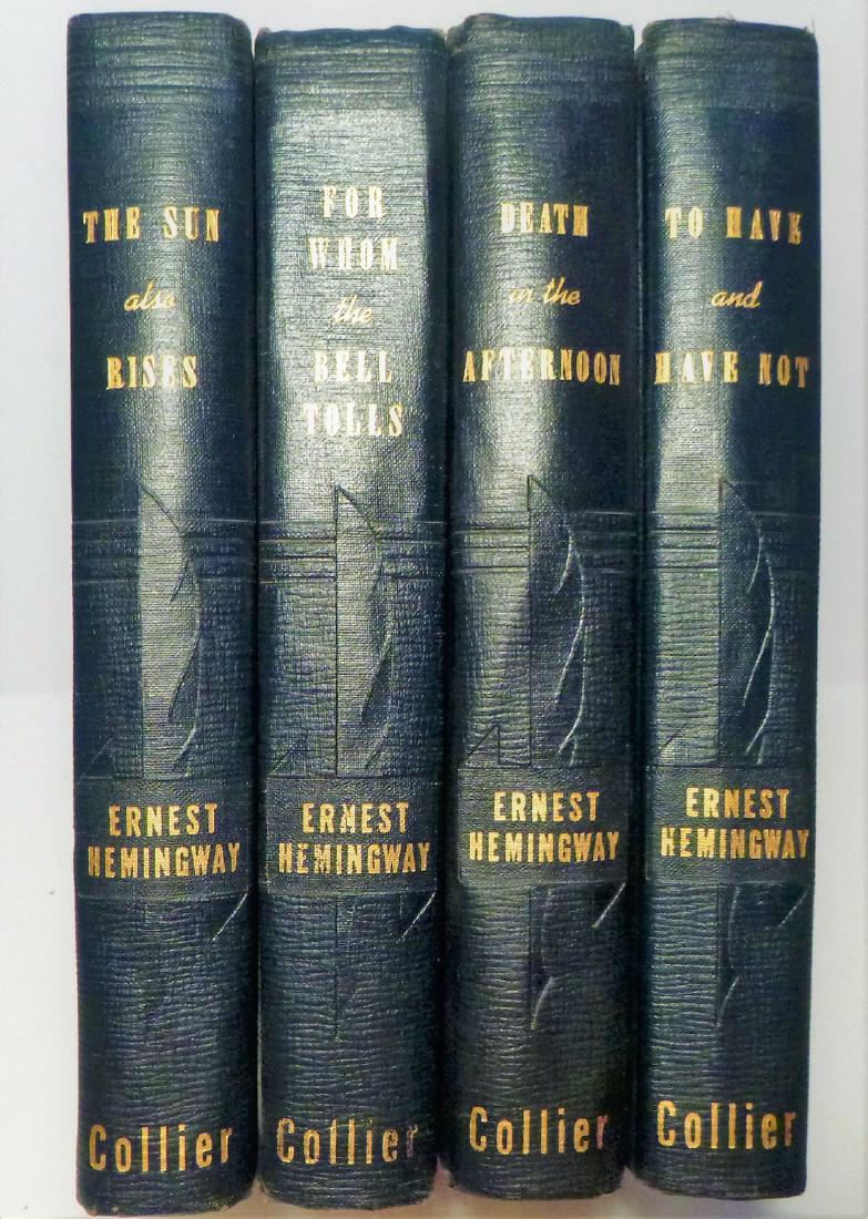 4 Volumes- Death in the Afternoon/ To Have and Have: 4 Volumes- Death in the Afternoon/ To Have and Have Not/ For Whom the Bell Tolls/ The Sun Also Rise Ernest Hemingway c1940, P. F. Collier & Sons NY classic fiction Please note that this lot has a conf