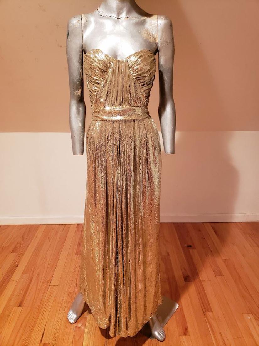 Badgley Mischka golden siren Grecian sequin gown (1 of 8)