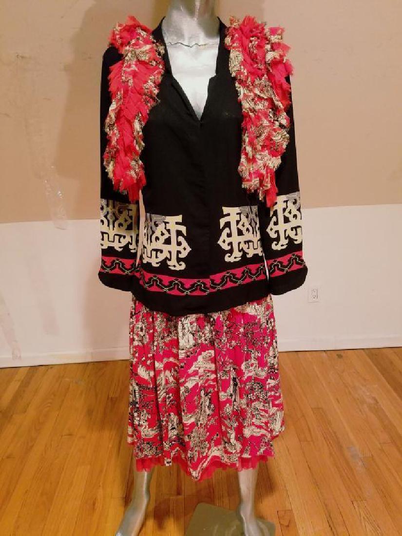 Vtg Asian Inspired Silk Crepe skirt Jacket & scarf (1 of 5)