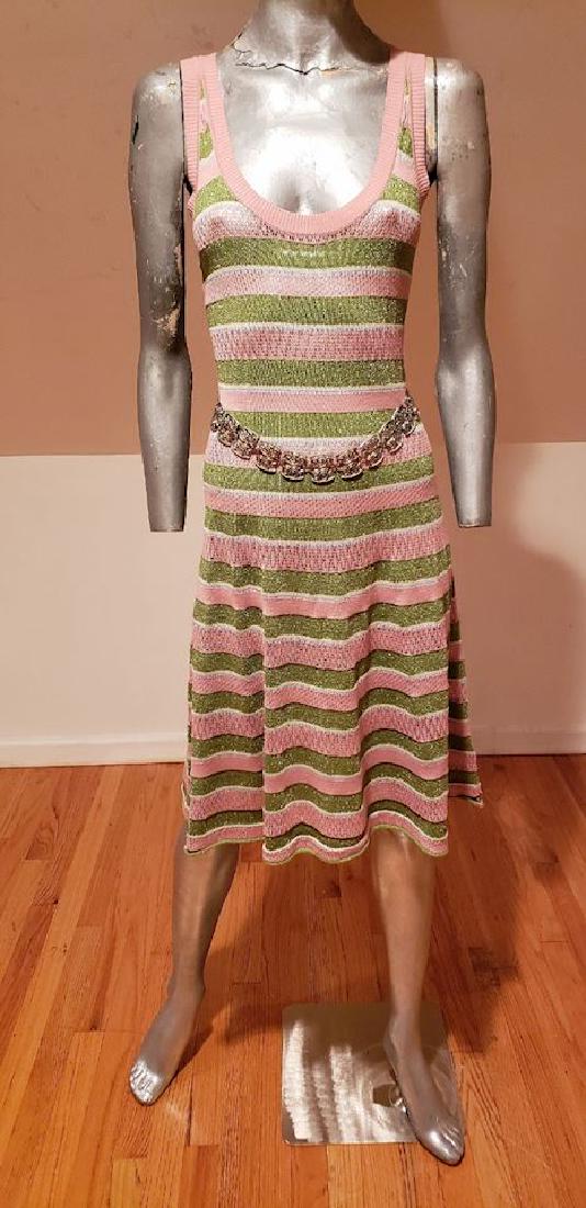 John Galliano knit dress pink olive metallic (1 of 8)