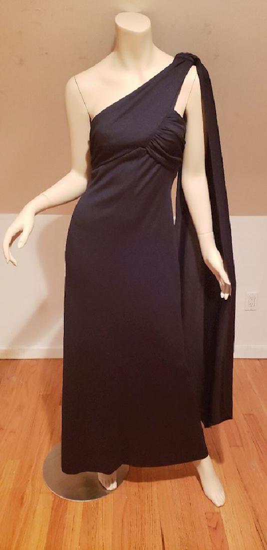 One shoulder 1970 empire Grecian maxi dress W/wing: No Reserve! 1970's Grecian Empire one shoulder jersey dress with a back drape wing. So Studio 54 In amazing condition and a Beauty. Ankle length Bust-32"-34" Waist-28" Hip-Free No Reserve: This lot st