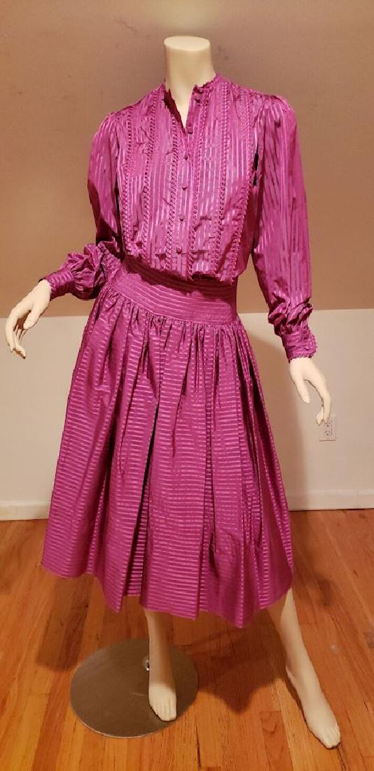 Adele Simpson 70's magenta silk skirt ensemble (1 of 6)