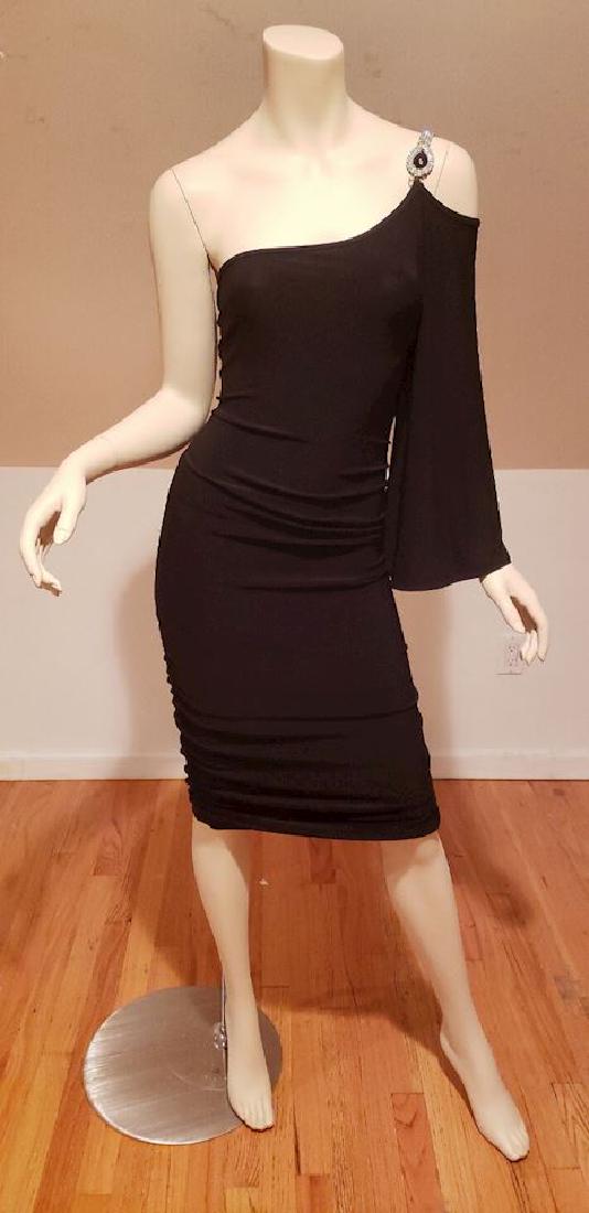 Vtg Cache'one shoulder ruched bodycon sheath dress (1 of 8)