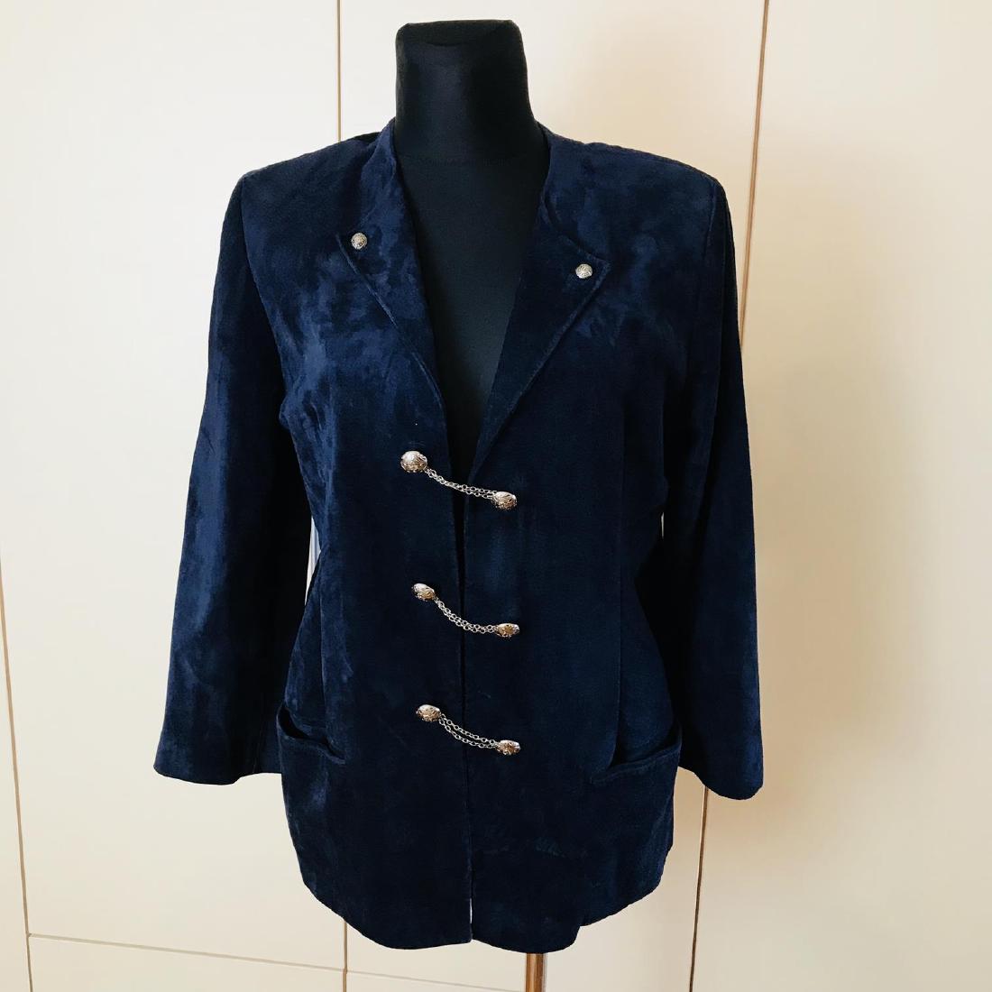 Vintage Women's Blue Suede Jacket Coat Size US 14 EUR (1 of 6)
