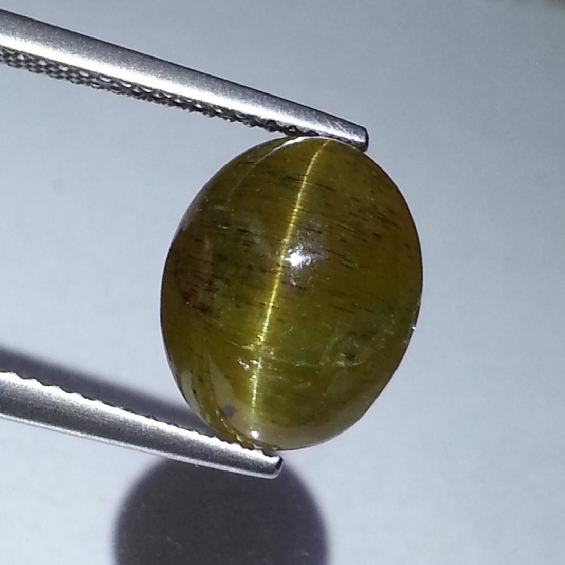 Top Grade Glowing Honey Natural Apatite cat's Eye -: No Reserve! Item: Top Grade Glowing Honey Natural Apatite cat's Eye - 8.76 ct Color/Clarity: Opaque Loose gemstone Carat Weight: 8.76 Size (mm): 12.40 x 10.20 x 8.15 Oval - Africa No Reserve: This lot