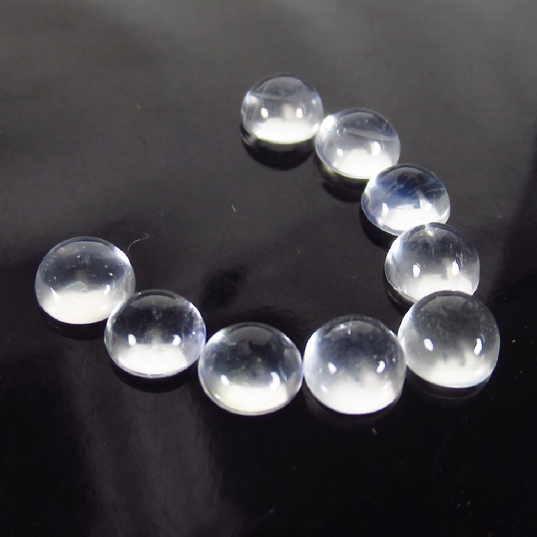 4.51 Ct Genuine 9 Moonstone Calibrate 5 mm Round: No Reserve! Item: 4.51 Ct Genuine 9 Moonstone Calibrate 5 mm Round Matching Cabochon Set Loose Gemstone: Natural Moonstone Round Stone Clarity: Transparent Carat Weight: 4.51 Size/Dimensions: Calibrat