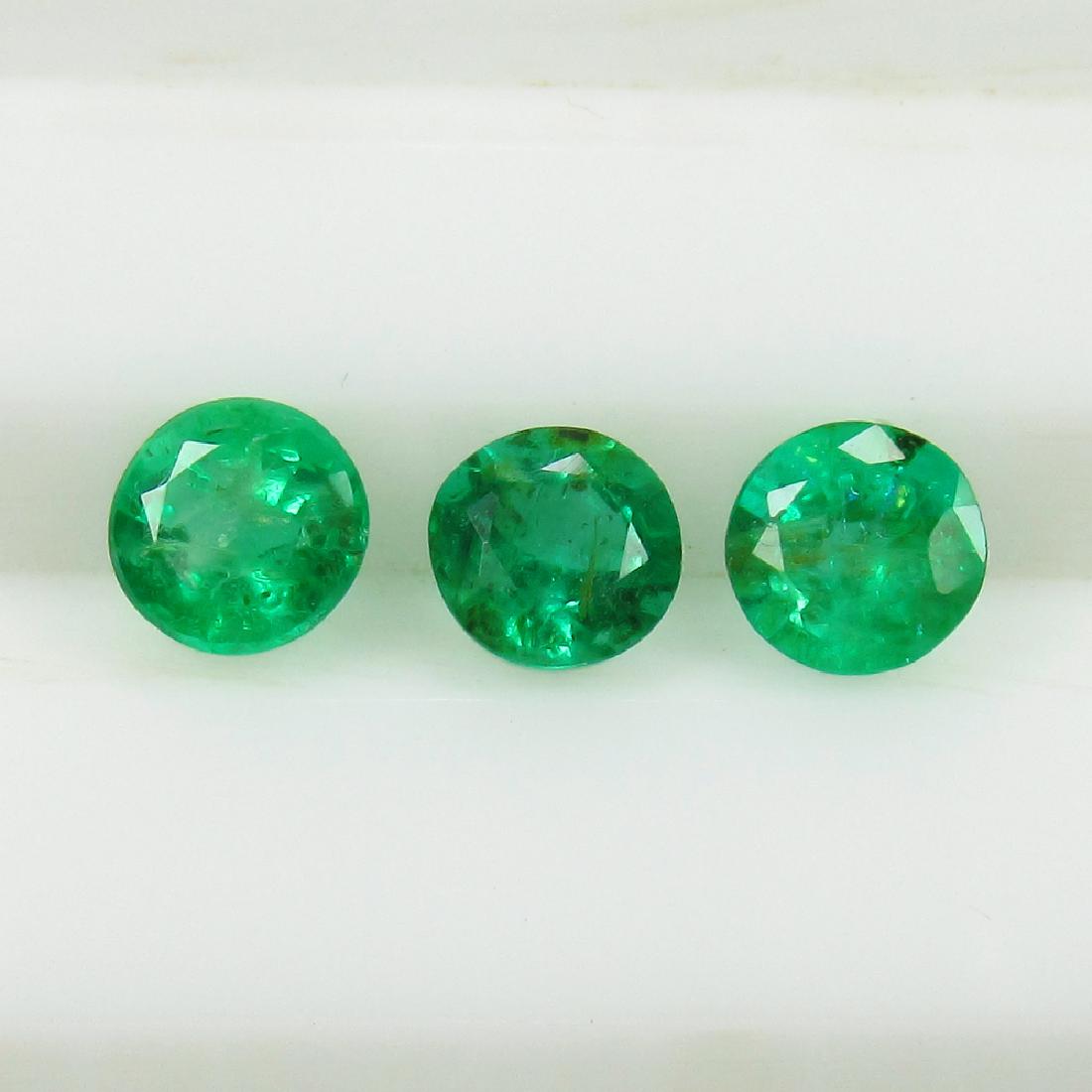 0.88 Ct Genuine Zambian Emerald 4 mm Round Matching Set (1 of 2)