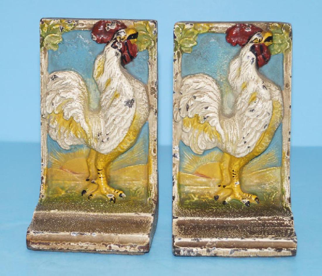 Crowing Rooster Cast Iron Antique Bookends (1 of 4)