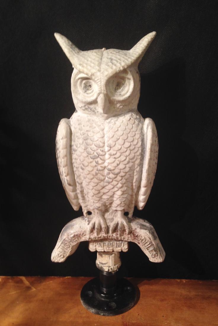 Early 20thc Cast Aluminum Owl in Old Worn White Paint (1 of 7)