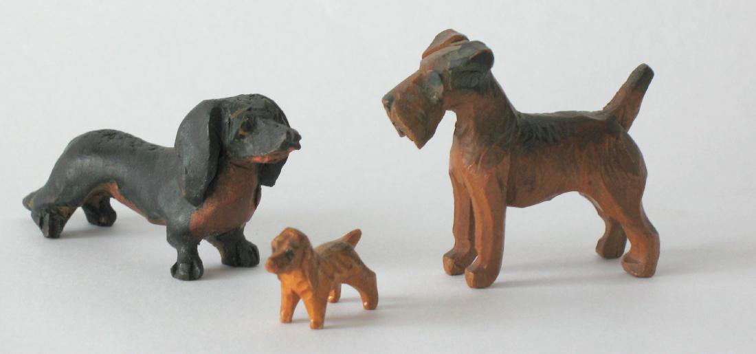 Group of Three Folk Art Dog Carvings (1 of 2)