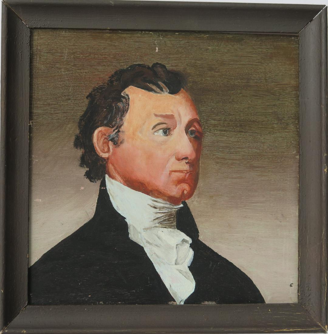 Portrait of a President: Portrait of a President 7.75 x 7.75 Well painted portrait by Earl H. Savil, framed Please note that this lot has a confidential reserve. When you leave a bid in advance of the auction, submit your max
