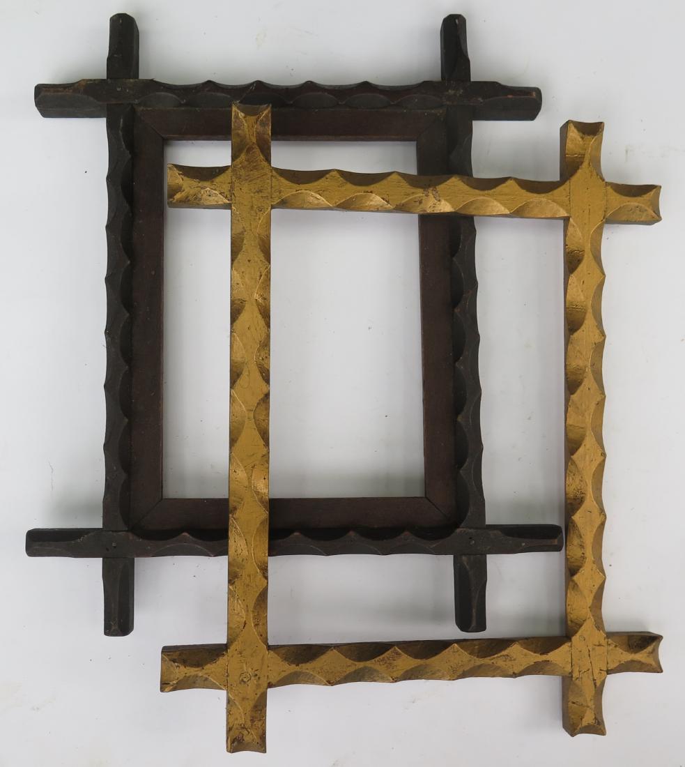 Pair of Notched Picture Frames: Pair of Notched Picture Frames 21x17 and 16 x 20 Gold opening 13.5 x 9.5 brow opening 12 x 8.5 Please note that this lot has a confidential reserve. When you leave a bid in advance of the auction, sub