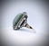 Sterling Silver Sz 7 Jade Ring w CZ & Black Enamaling - 4