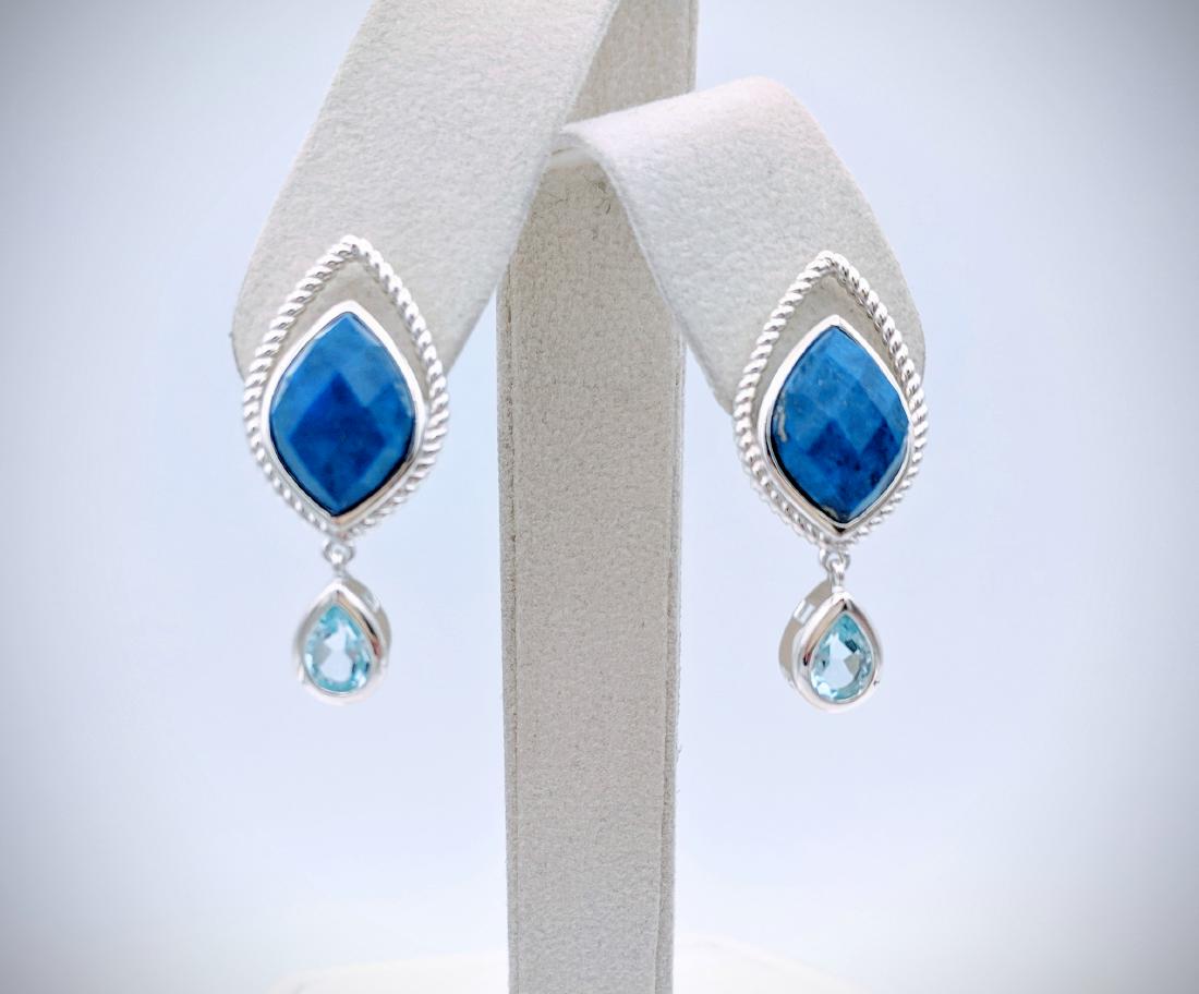 Sterling Silver Pear Shaped Lapis Lazuli Earrings w (1 of 3)