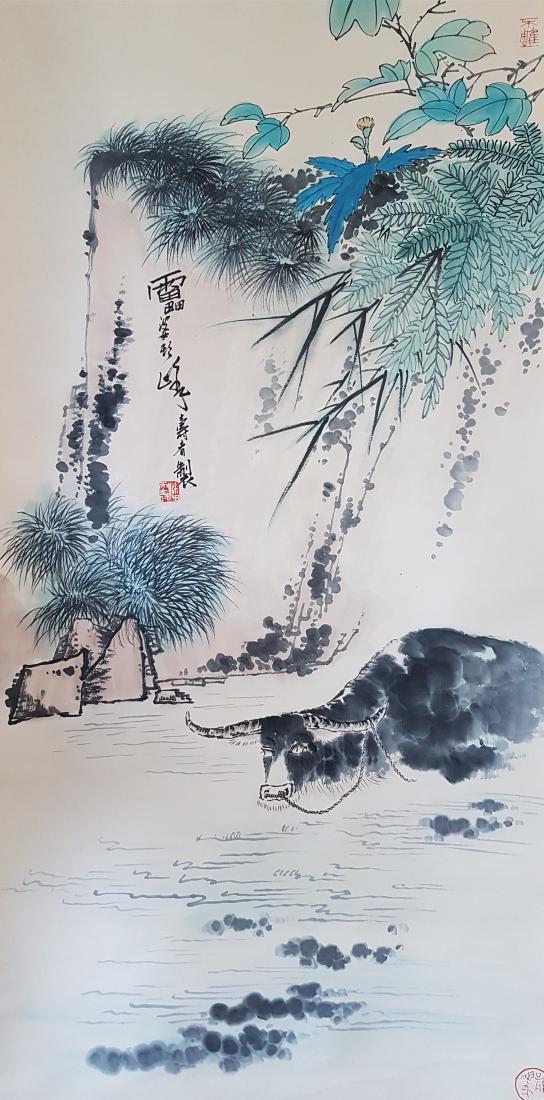 A Chinese Scroll Painting on paper (1 of 9)