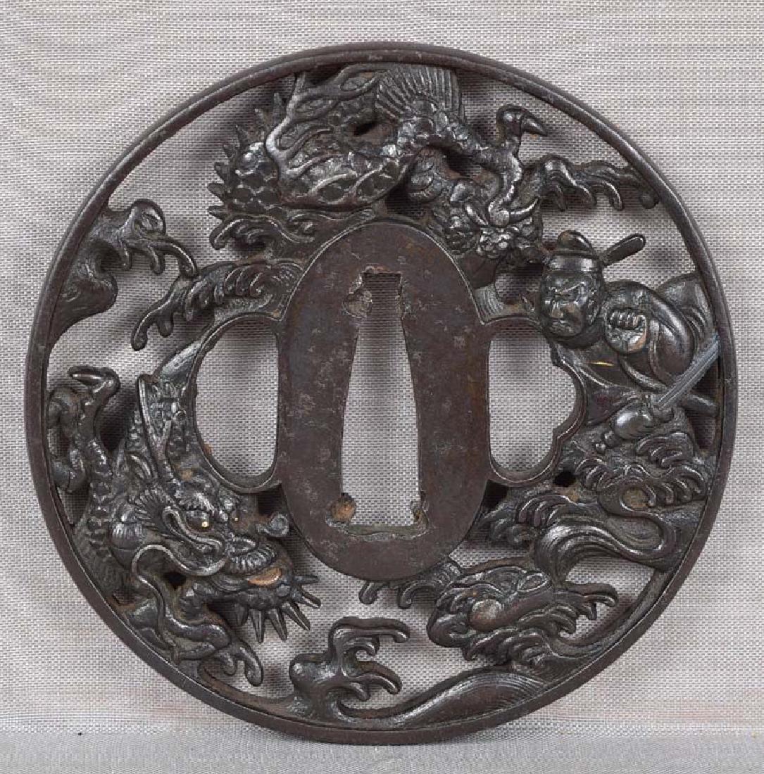 18c Japanese sword TSUBA CHORYO & DRAGON (1 of 6)